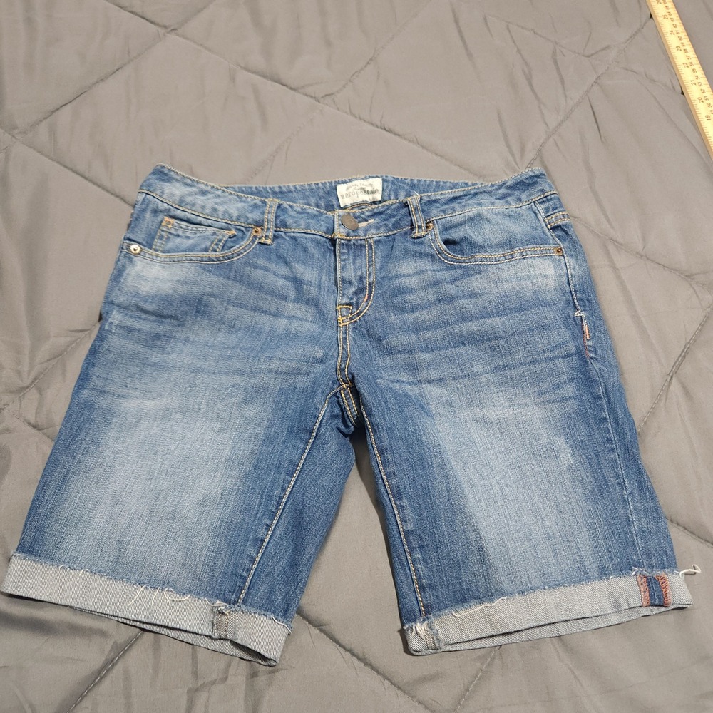 Aeropostale Denim Shorts Girls 7/8 Blue Stretch Bermuda Jean Shorts
